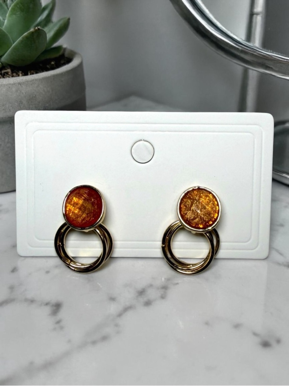 Amber Disc Earrings